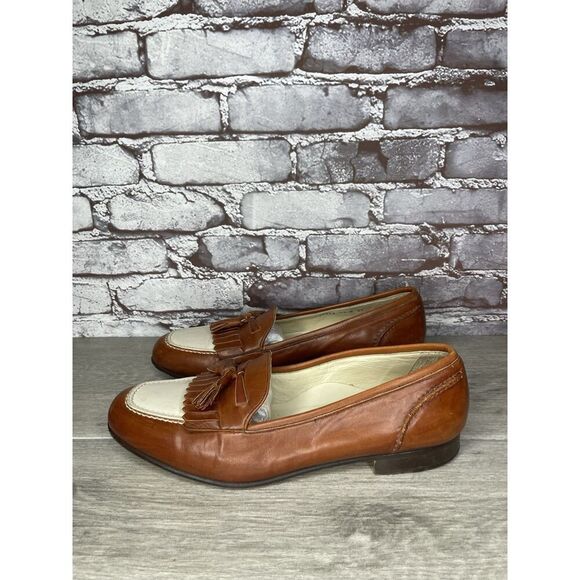 Cole Haan Bragano Brown Ivory Tassel Dress Loafers Men Sz 11M US/44EU - Picture 12 of 16